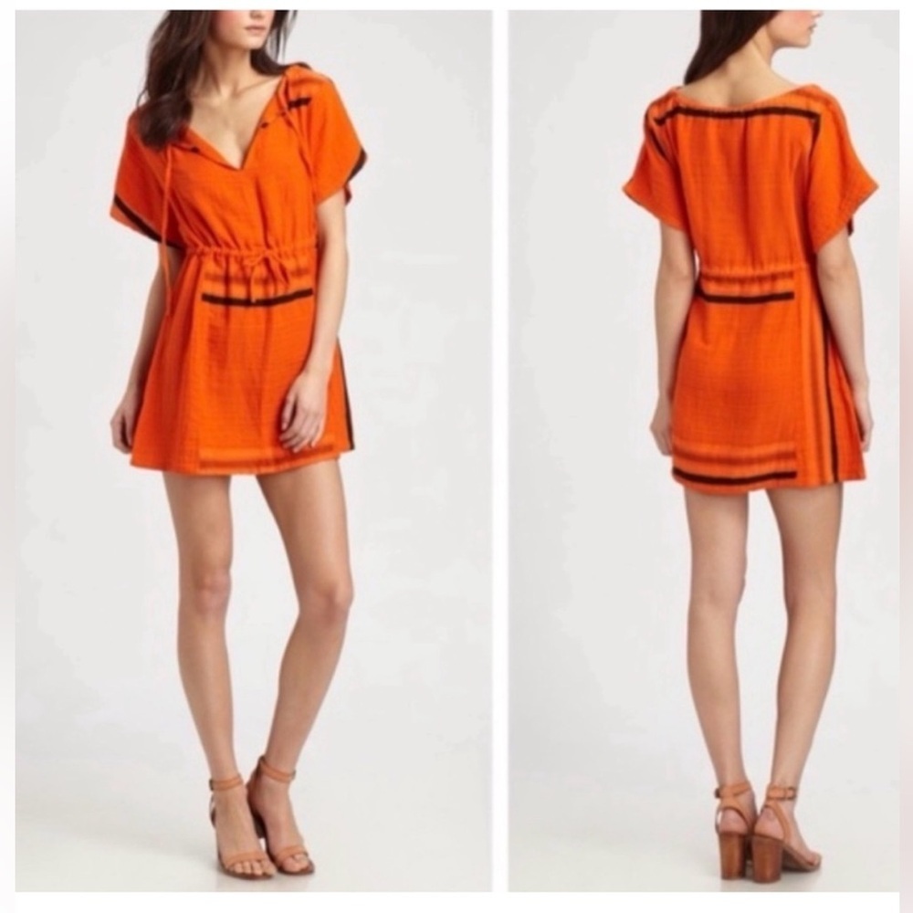 Ace & Jig Turnaround Orange Short-Sleeve V-Neck Women’s Dress XS